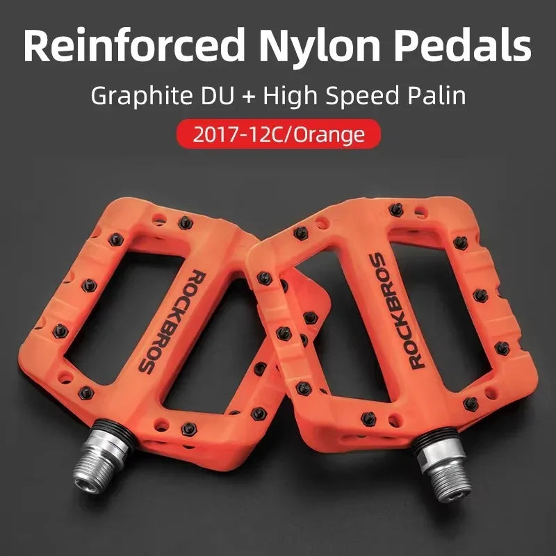 ROCKBROS Cycling MTB Bike Bicycle Pedals Ultralight Seal Bearings Nylon Molybdenum Pedals Durable Widen Area Bike Bicycle Part