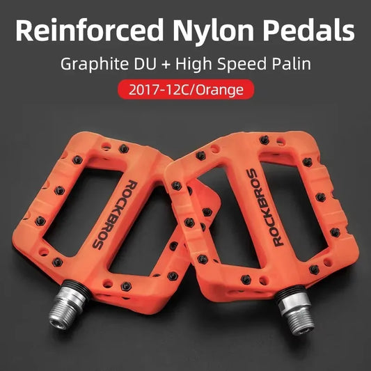 ROCKBROS Cycling MTB Bike Bicycle Pedals Ultralight Seal Bearings Nylon Molybdenum Pedals Durable Widen Area Bike Bicycle Part