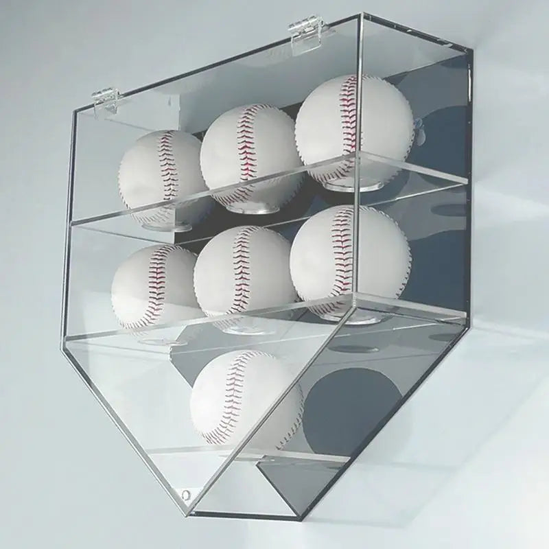 Display Baseball Holder 7-Hole Wall Mount Baseball Organizer Acrylic Storage Case Baseball Shelf Dustproof Tennis Ball Display