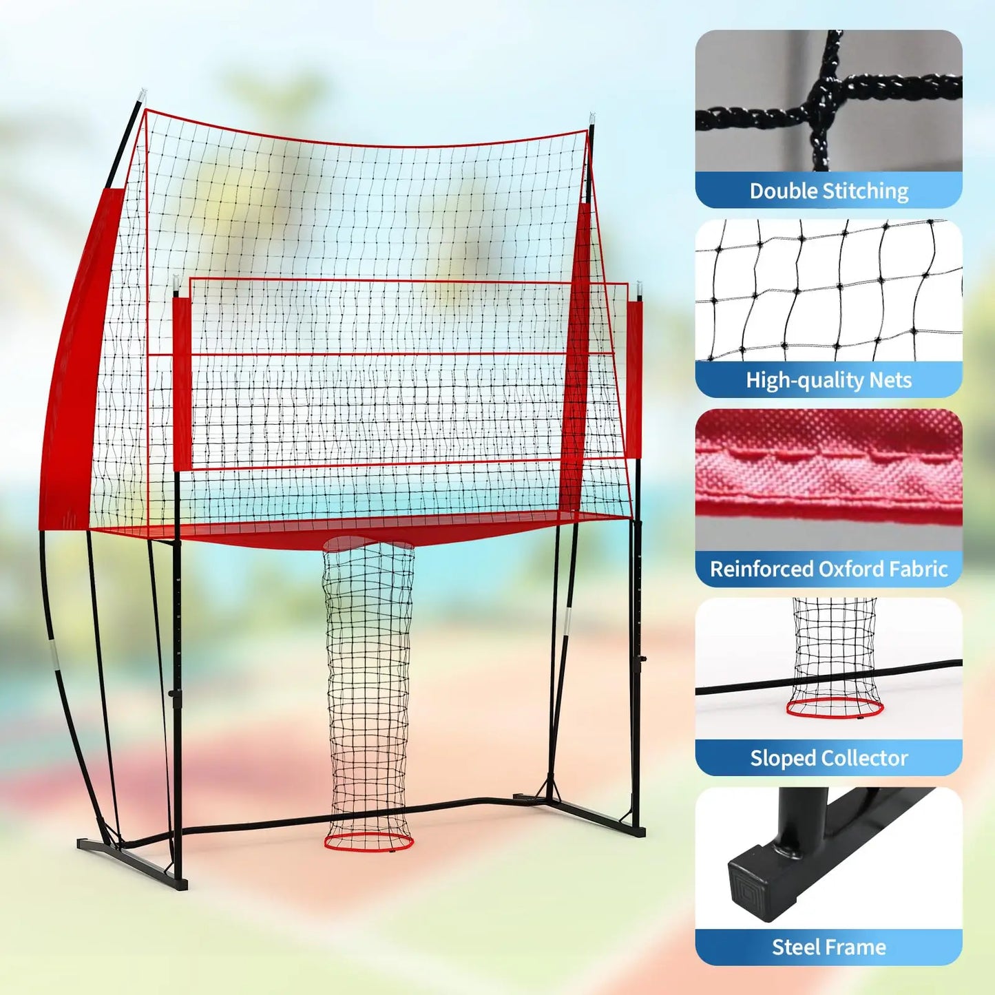 Volleyball Net Height Adjustable Durable Training Equipment Carry Bag Easy Setup For Indoor Outdoor Beach Backyard