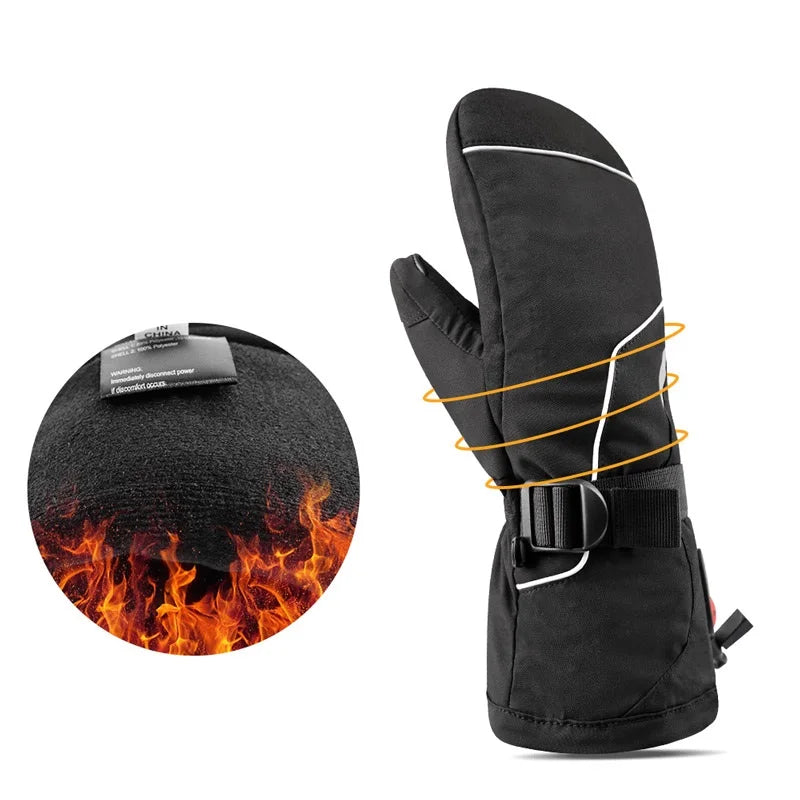 SNOW DEER Electric Heating Glove for Winter Thermal Gloves Rechargeable for Men Women Waterproof Heated Ski Mittens with Battey