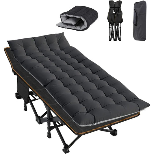 Camping Cot for Adult 28 Extra Wide Heavy-Duty 1200D Oxford Cot for Sleeping Portable Folding Camp Bed with Mat Carry Bag