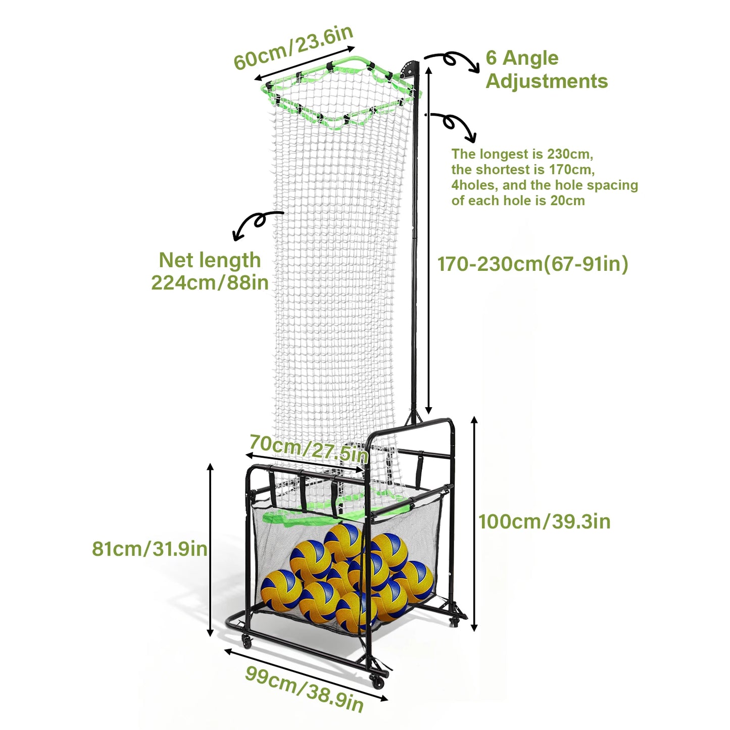 Volleyball Setter Training Equipment - Adjustable Volleyball Setting Trainer with Net for Indoor/Outdoor Practice
