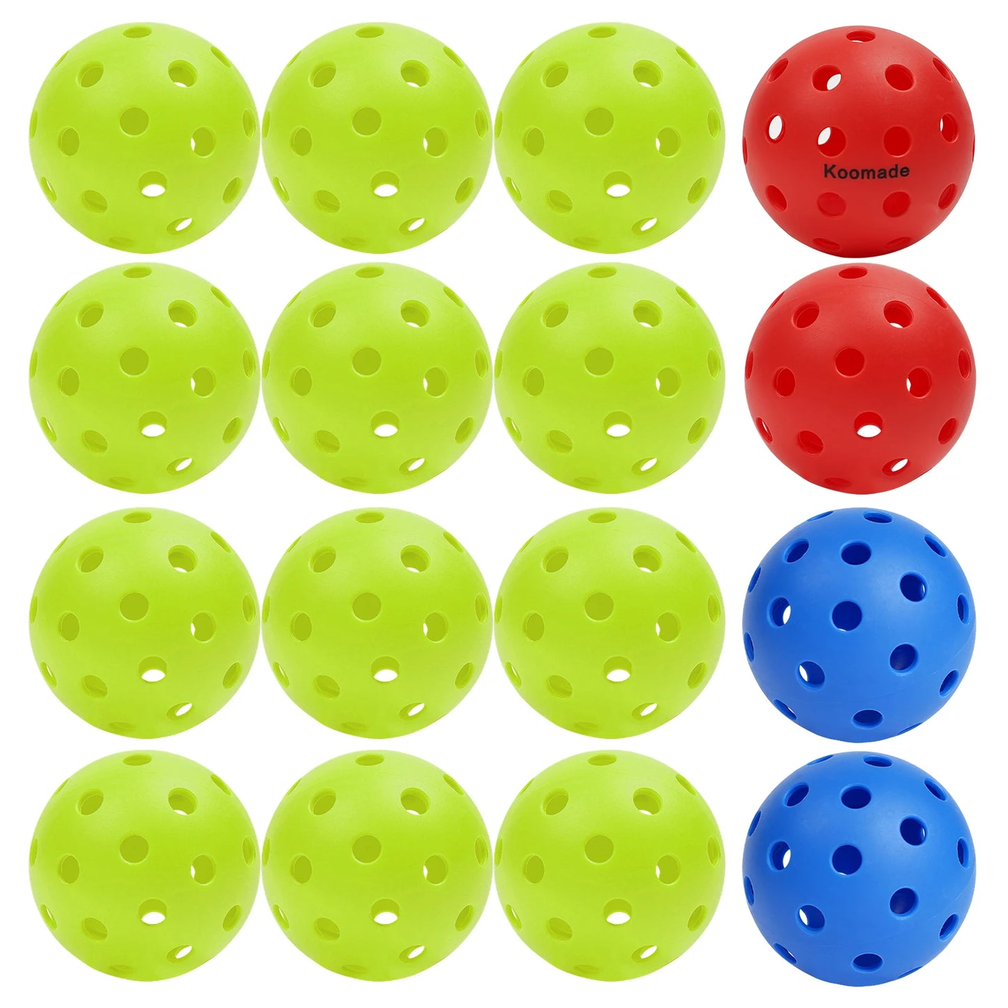 KOOMADE 8/16pcs Pickleball Balls 40 Holes Colorful and Durable Pickleballs 74mm Training Ball Practice Competition Pickleball
