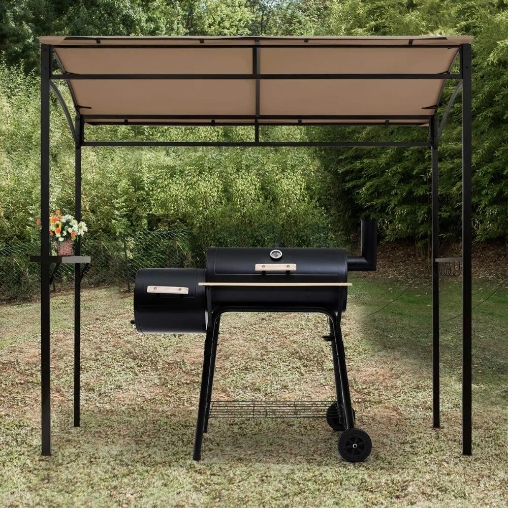 7x4.4ft Grill Gazebo, Patio Outdoor Backyard BBQ Canopy Shelter, Soft Top, Heavy-Duty Steel Construction, Storage, Customized