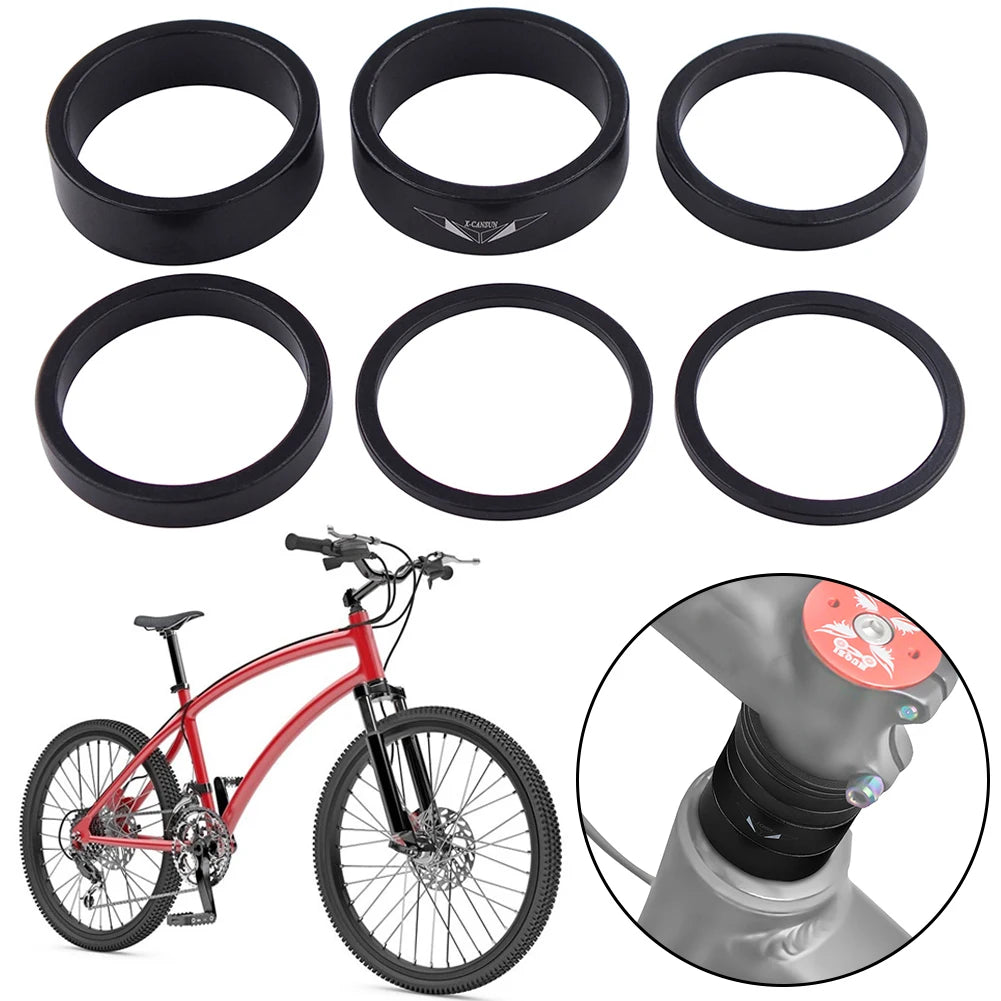 6Pcs Bike Headset Ring 2/5/10mm Bicycle Headset Spacer Bicycle Washer Spacing Pad Aluminum Alloy for 28.6mm Front Fork Bike