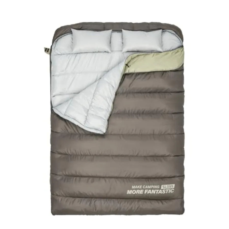 Double Sleepinag Bag for Adults Two Person Queen Size Camping Sleeping Bag for All Season Backpacking Hiking Cold Weather with