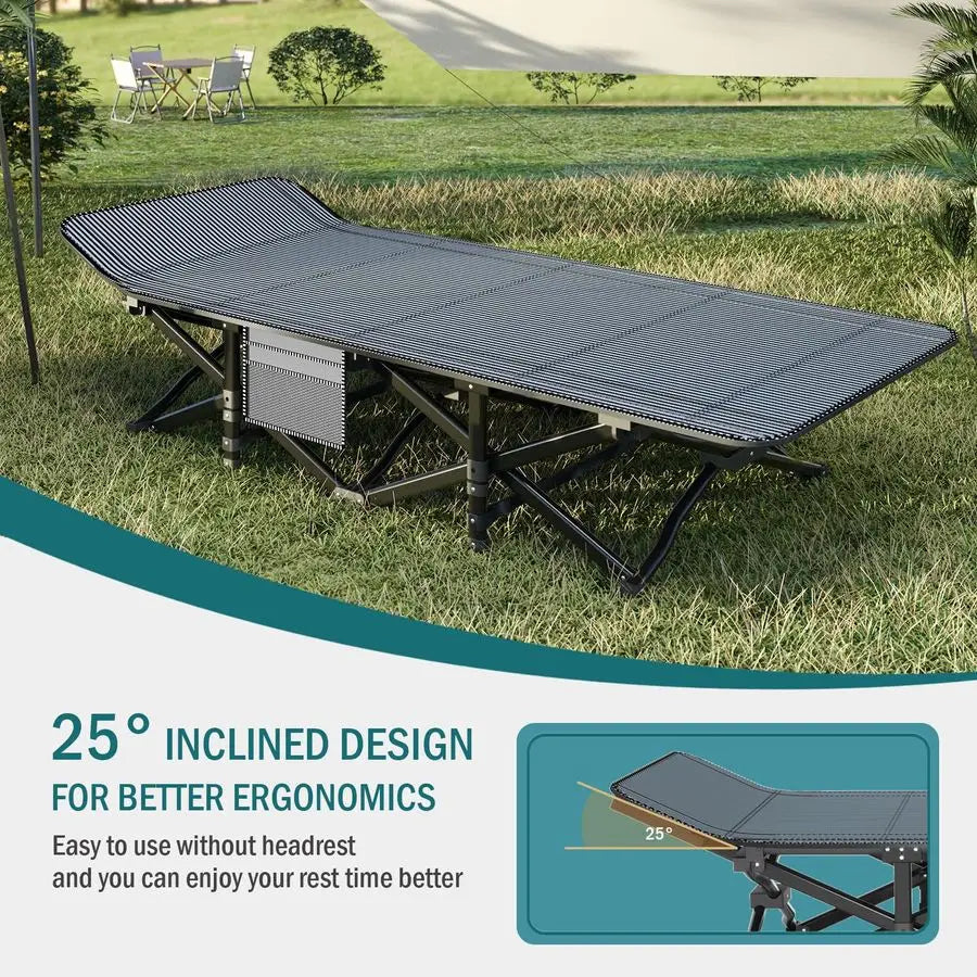 Cot for Adults, Folding Bed with Comfortable Cushion, Tent Portable Sleeping Bed with Carry Bag for Camp, Office Use, Outdoor, T