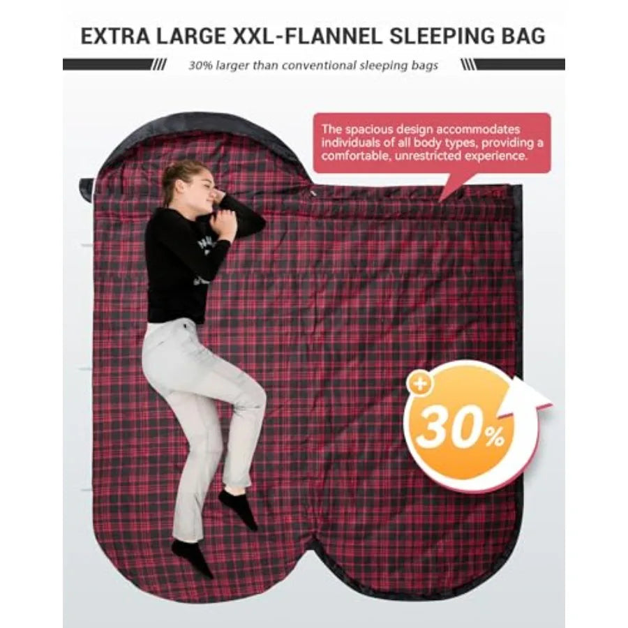 Sleeping Bag for Adults Cold Weather and Warm Extra Wide Big and Tall XL Portable Waterproof Flannel Sleeping Bags Essentials G