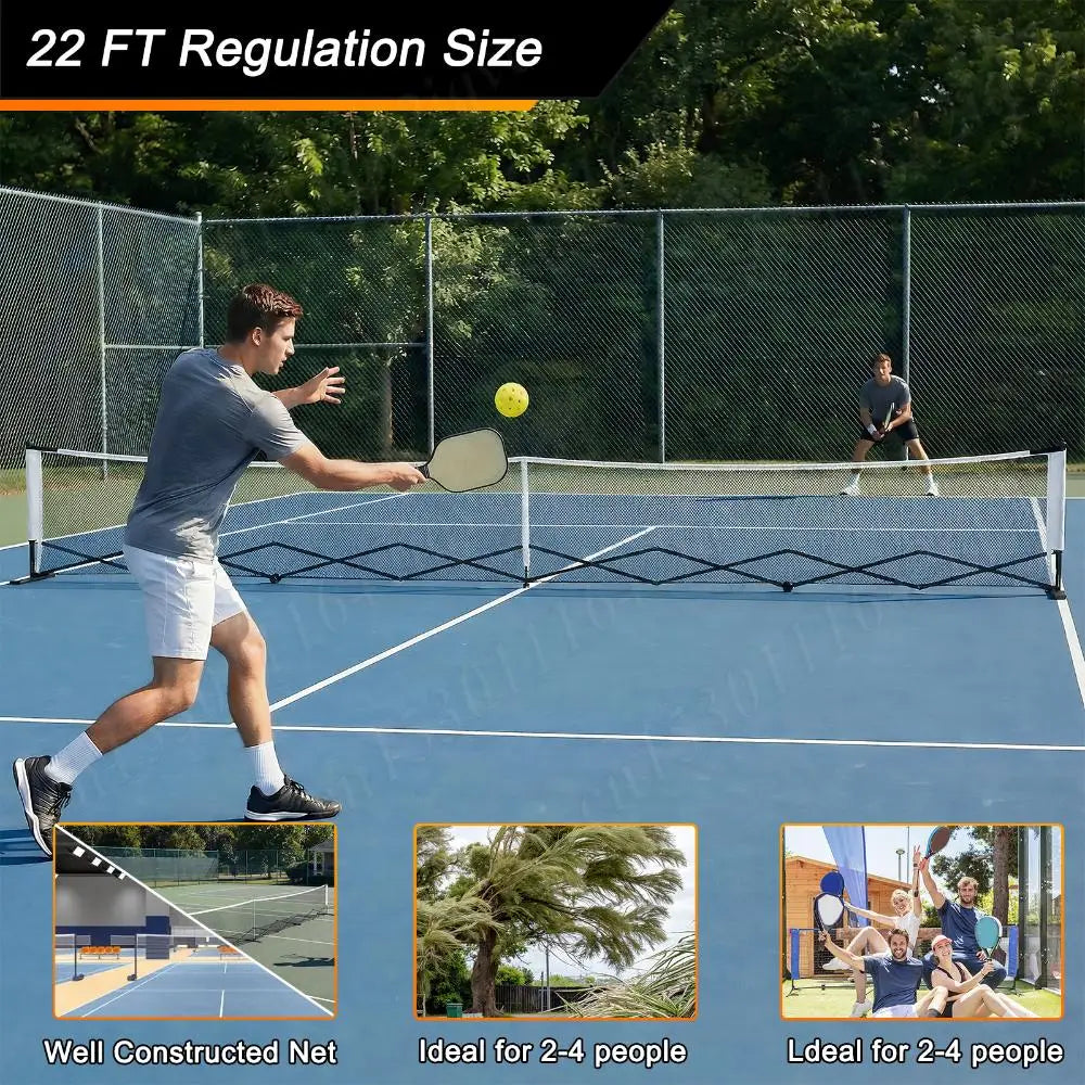 Stable Pickleball Metal Frame with Wheels Pickleball Training Netting Aluminum Alloy 22ft for Backyards Driveways & Garages