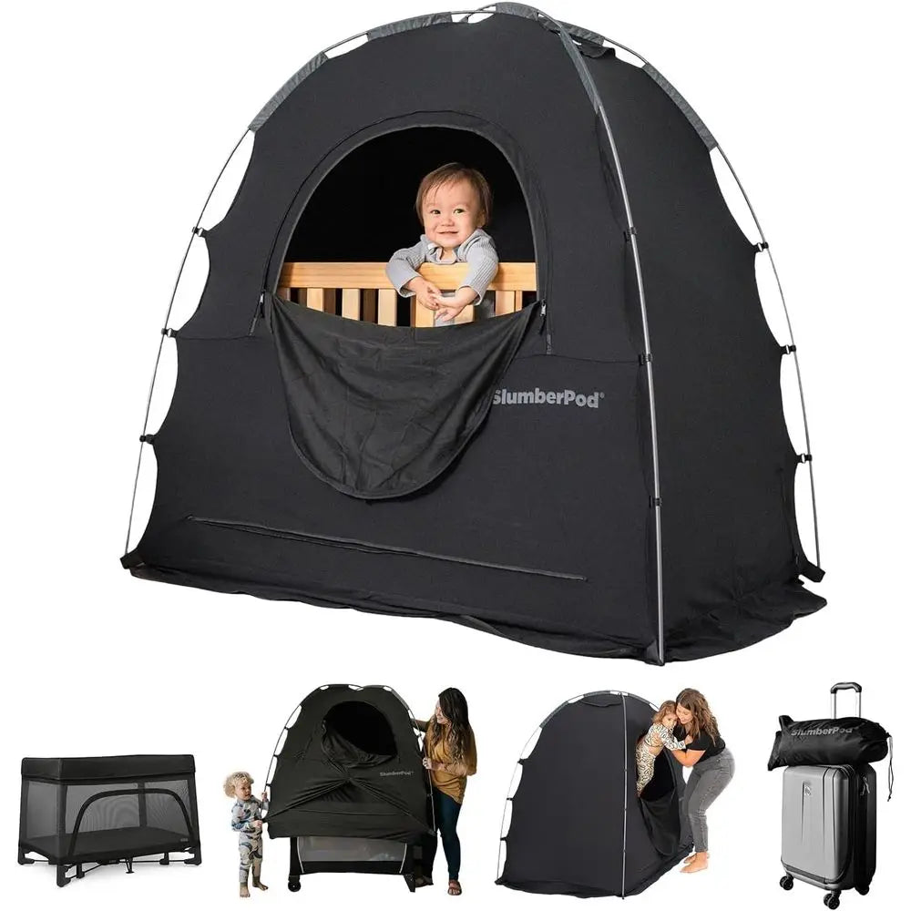 Sleep Tent for Travel, Portable Mini Crib Cover for Babies and Toddlers, Light-Blocking Sleep Pod with Monitor Pouch and Storage
