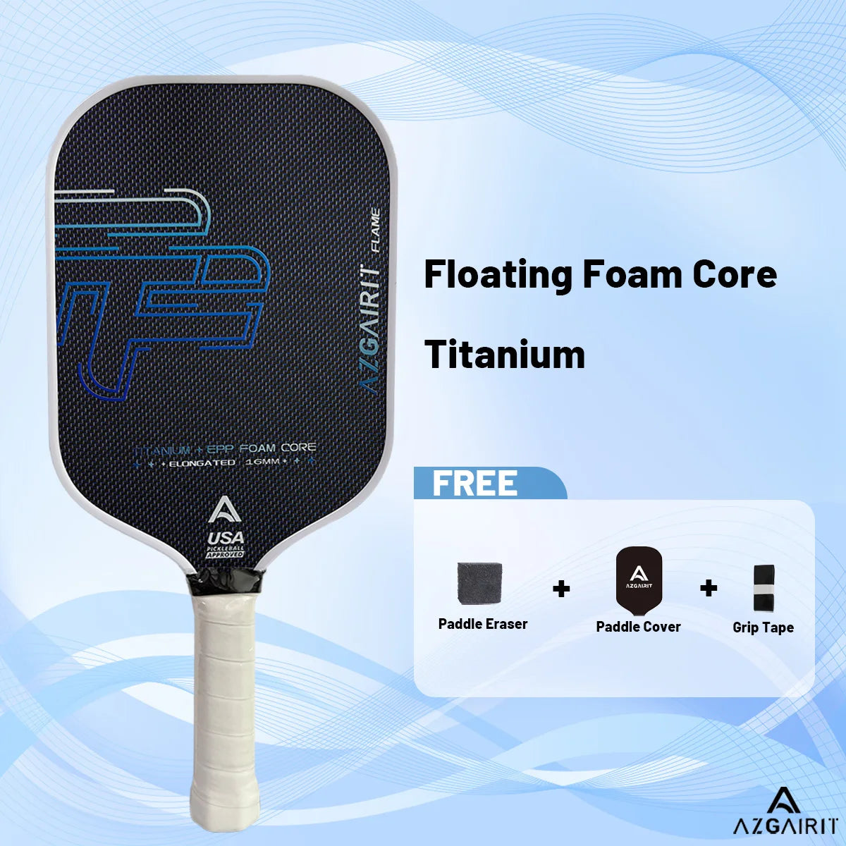Pickleball Paddle All Foam Floating- pivoting Core | Titanium Reinforced | Power & Precision Control