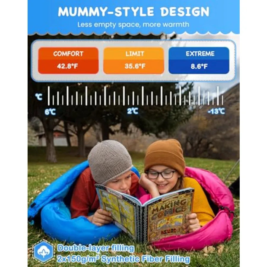 45°F Sleeping Bag Lightweight Waterproof and Compact Flannel Sleeping Bags Cold Weather and Warm Youth Essentials Gear Accessor