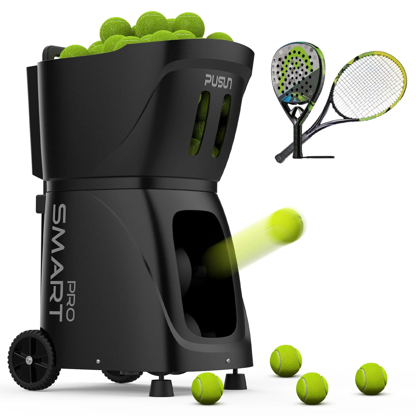 PUSUN PT-Smart Pro Tennis Ball Machine for Professional Training, Large Capacity, App&Remote Adjust Speed/Freq/Angle, DIY Train