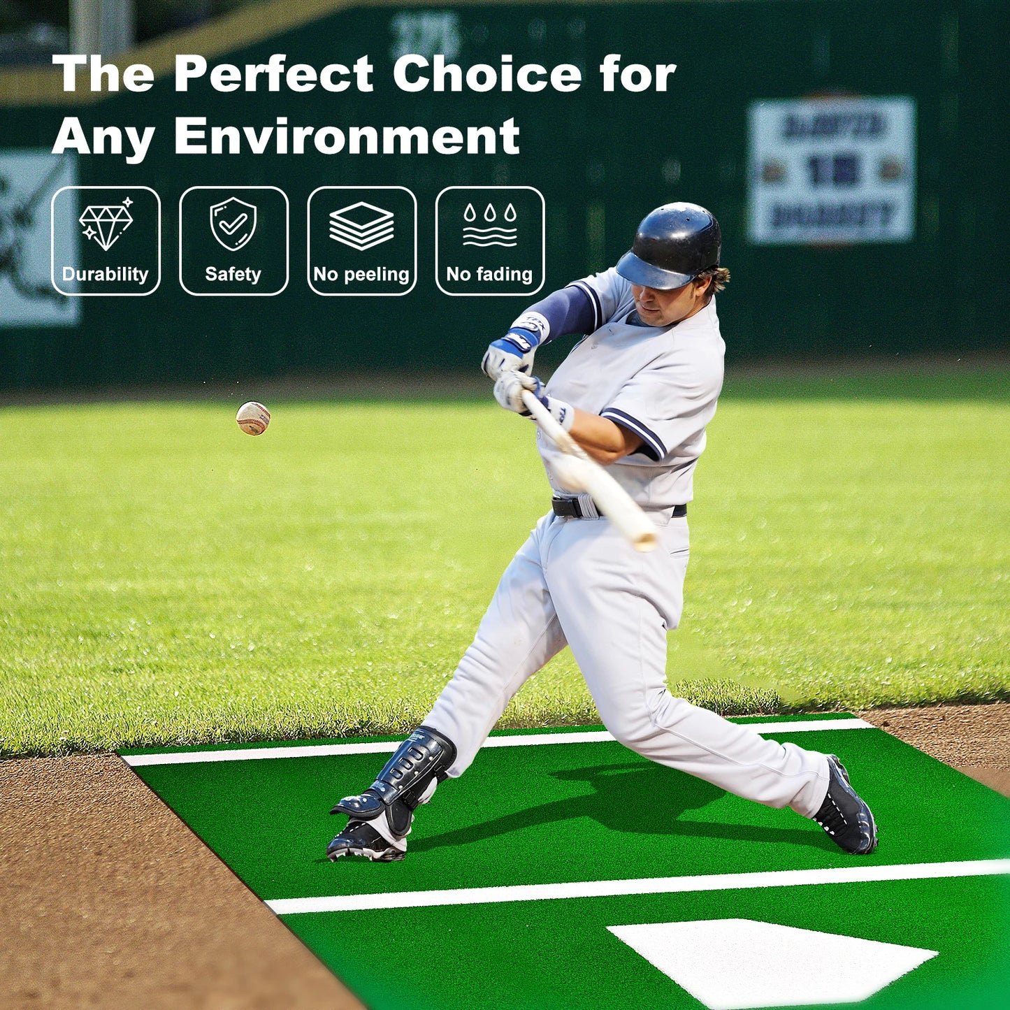 Batting Mat Baseball Hitting Mat Baseball Batting Cage Mat, 10X3.8 Ft Turf Batters Box Mat for Baseball Softball