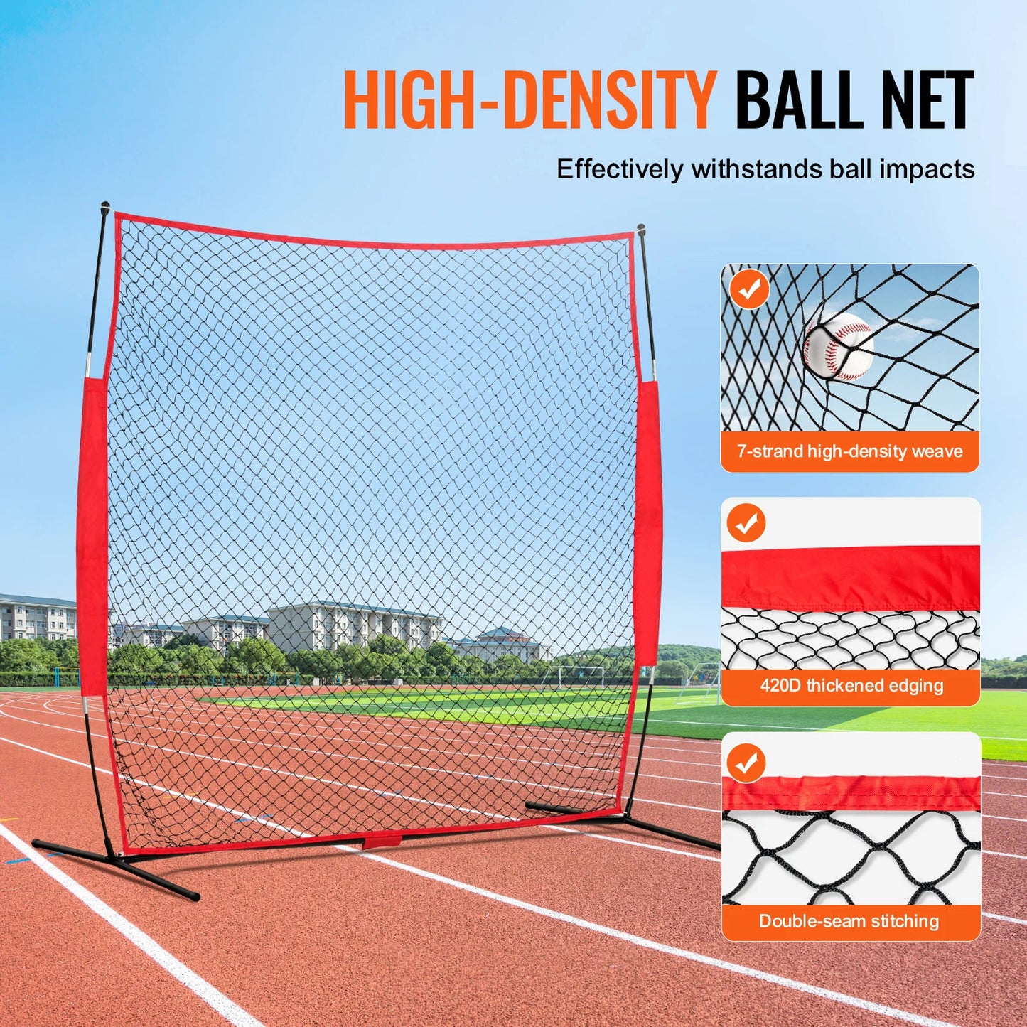 SucceBuy 7x7 ft Barricade Backstop Net Ball Sports Barrier Netting Portable Practice Equipment with Carry Bag Protection Screen