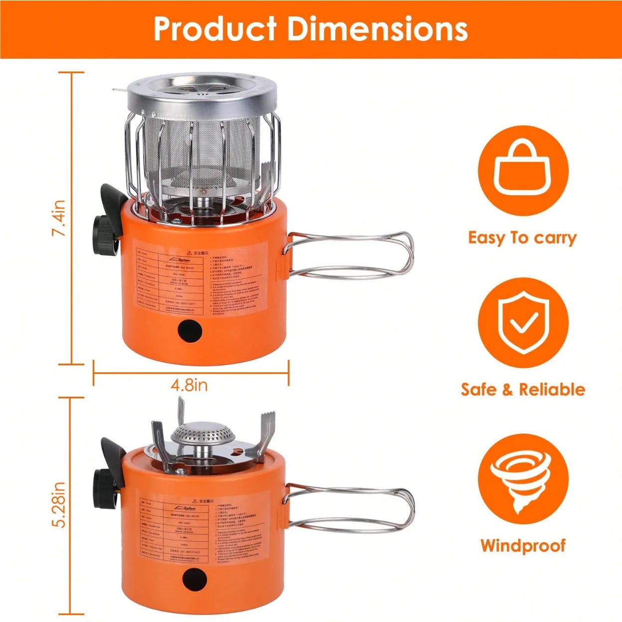 2 in 1 Portable Propane Heater Stove Pro – Outdoor Camping Gas Stove for Ice Fishing, Backpacking, Hiking, Hunting, Survival & Emergency