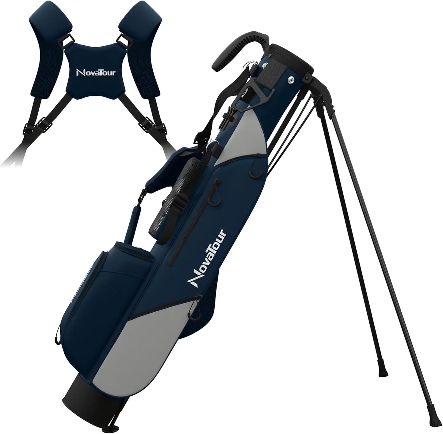 Ultra Lightweight Par 3 Golf Bag with Double Strap and 6 Zippered Pockets for Executive Courses