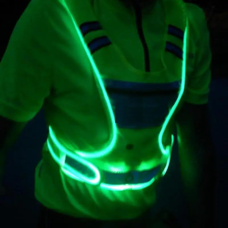 Night Running LED Reflective vest With Adjustable Elastic Belt 360 Degree Visibility Warning Night Lights For Night Sports