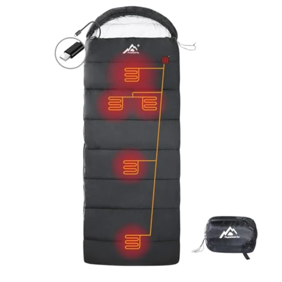 Heated Sleeping Bag - 5pcs Multi USB Power Support Heating Pads Operated with Battery Power Bank or Other USB Supplies Portable