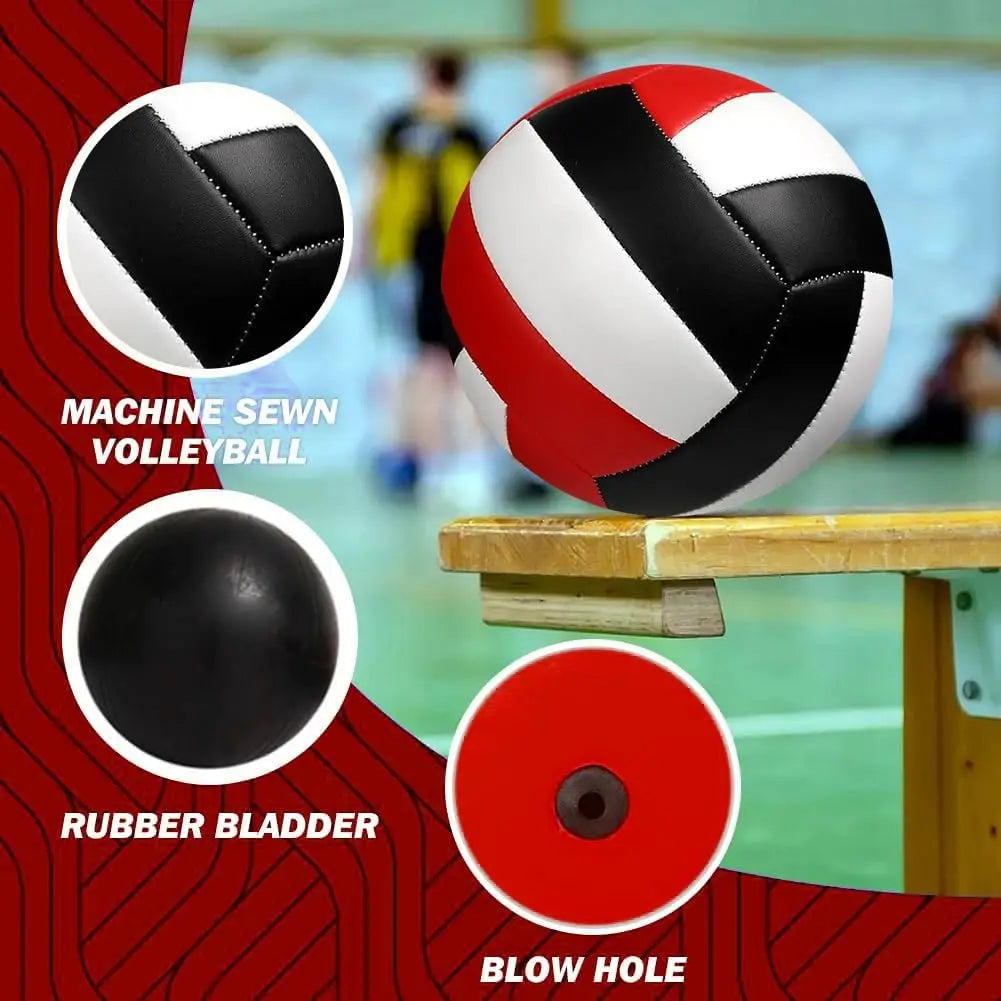 9-Pack Official Size 5 Volleyballs, Waterproof Composite Leather for Indoor Outdoor Pool Beach Play with Pump