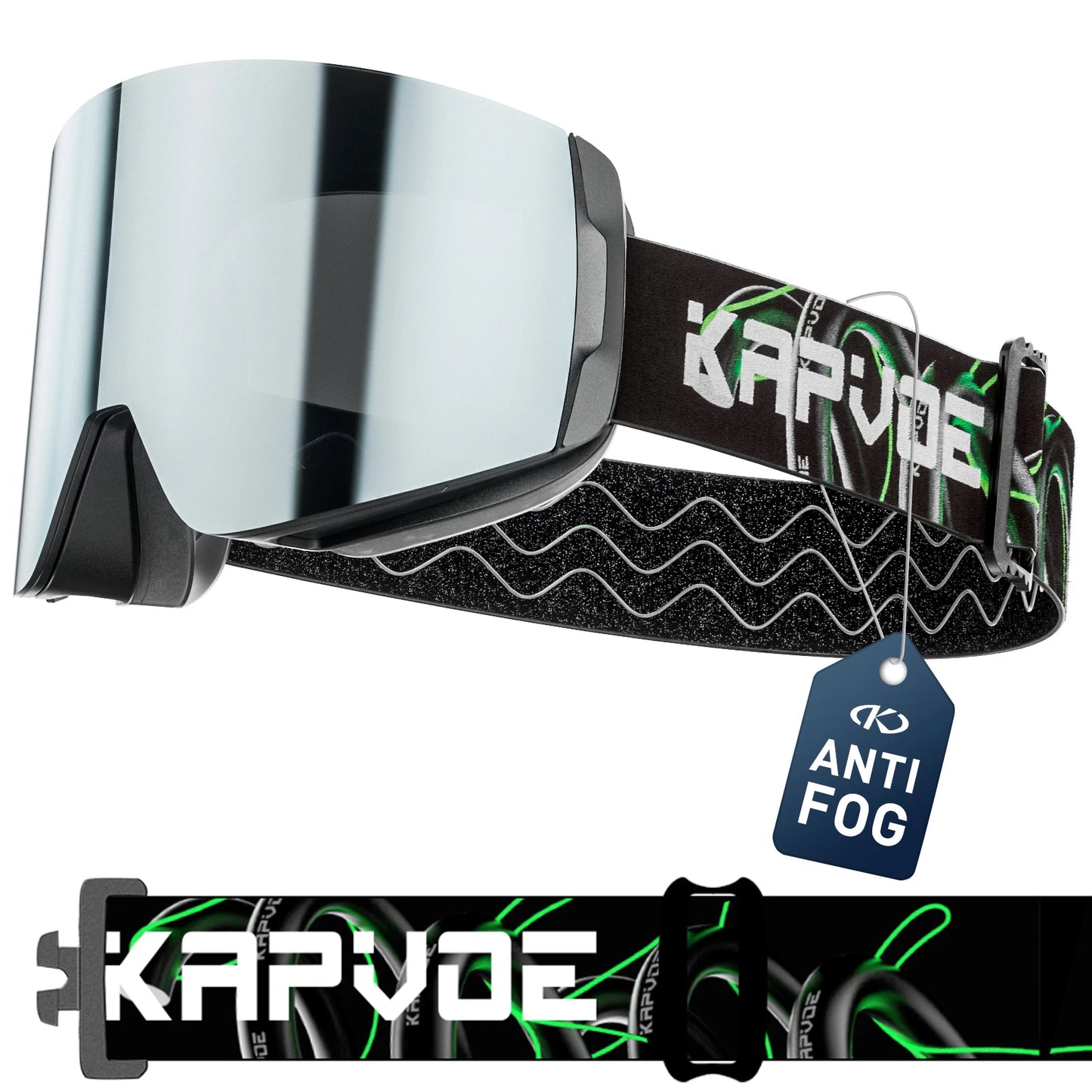 KAPVOE Photochromic Ski Goggles Snowboard OTG Snow Glasses Magnetic Lens Men Women UV400 Double Layers Lens Anti Fog Skating