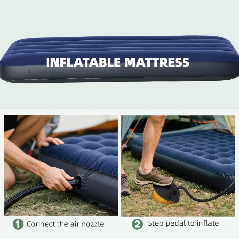 6-in-1 Folding Tent Cot Combo with Mattress, Pillow, Sleeping Bag, Bed Cover, Roller Bag, Off Ground Camp Cot for Hiking, Picnic