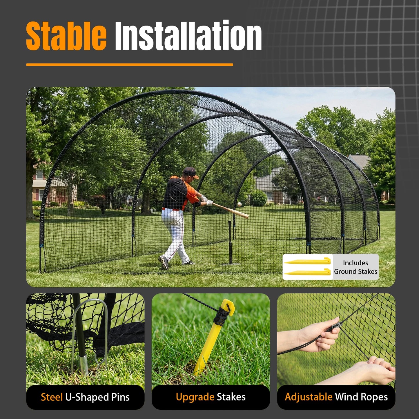 30FT Golf Softball Baseball Net for Backyard Portable Baseball & Softball Batting Cage for Practice Hitting Equipment