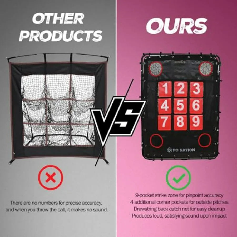 Baseball Pitching Net with Strike Zone Target for Training Pitchers Practice Net for Baseball Softball Throwing Net Rebounder