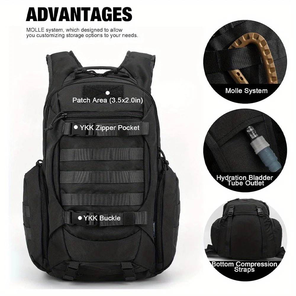 Tactical Molle Backpack, Large Capacity EDC Hiking Backpack,Multi Functional Outdoor Sports Backpack Suitable for Mountaineering