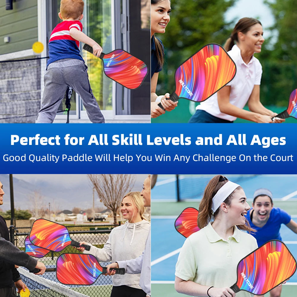 Pickleball Paddles Set of 2, Fiberglass Surface for Enhanced Power & Control, Includes 2 Paddles, 4 Balls and Pickleball Bag, Be