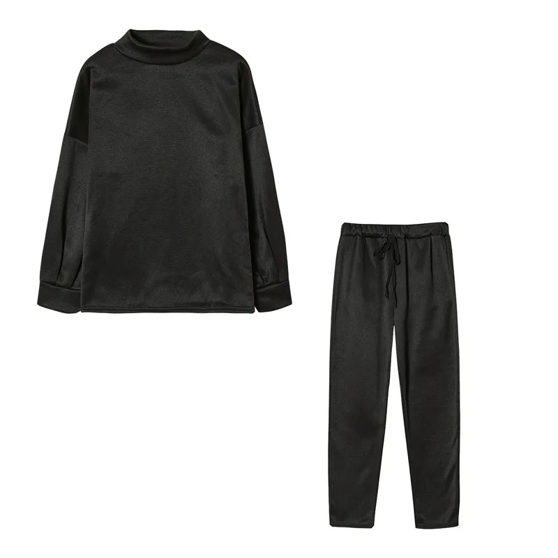 Autumn Winter 2Pcs Set Women Tracksuit Long Sleeve Pullover Warm Top Hoodie+Jogger Pants Solid Outfit Sport Suit Sets