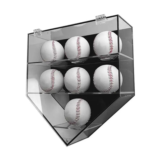 Display Baseball Holder 7-Hole Wall Mount Baseball Organizer Acrylic Storage Case Baseball Shelf Dustproof Tennis Ball Display