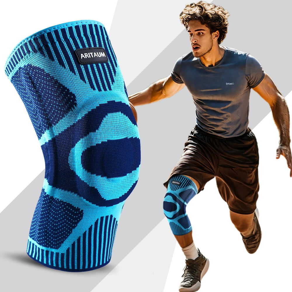 1 Pack of Professional Sports Knee Pads, Knee Pads, Meniscus Silicone Spring Support, Running Fitness, Basketball, Tennis, Badminton, Volleyball Knee Pads