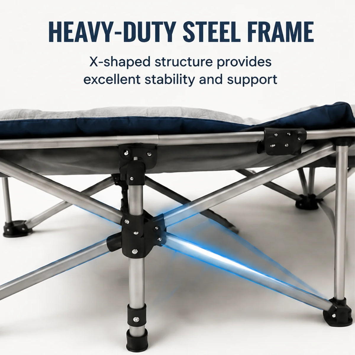 Foldable Cot Bed with Thick Mattress - Portable Camping & Office Nap Bed, Sturdy Steel Frame, Easy Fold & Lightweight for Indoor/Outdoor Use