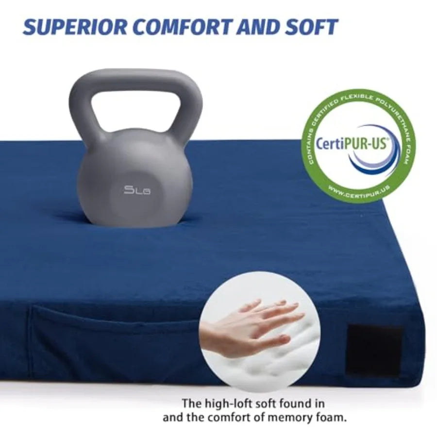Memory Foam Camping Mattress Pad CertiPUR-US Sleeping Mat Portable Roll Up Mattress for Adults Camping Bed Pads for Sleepover C