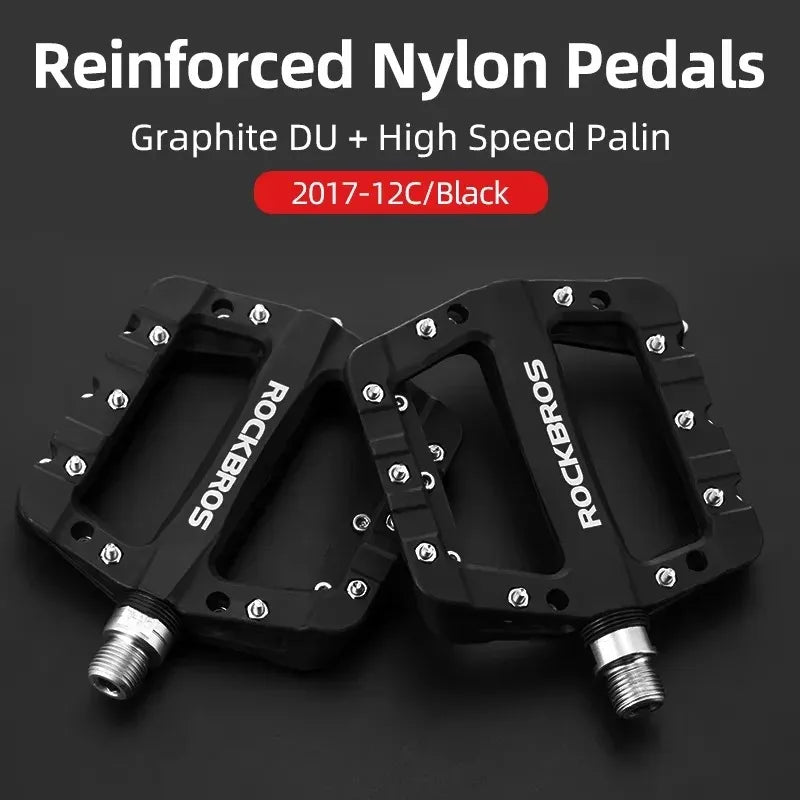 ROCKBROS Cycling MTB Bike Bicycle Pedals Ultralight Seal Bearings Nylon Molybdenum Pedals Durable Widen Area Bike Bicycle Part