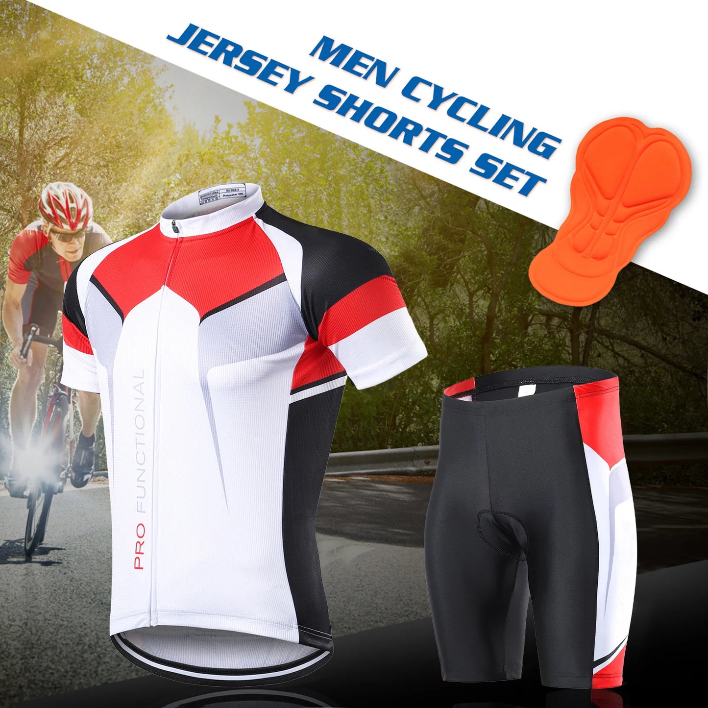 Cycling Jersey Set Men Breathable Quick Dry Comfortable Short Sleeve Jersey + Padded Shorts Cycle Clothing Set Riding Sportswear