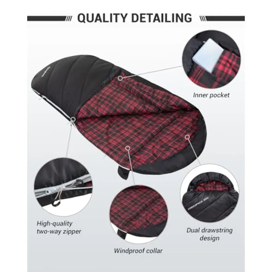 Sleeping Bag for Adults Cold Weather and Warm Extra Wide Big and Tall XL Portable Waterproof Flannel Sleeping Bags Essentials G