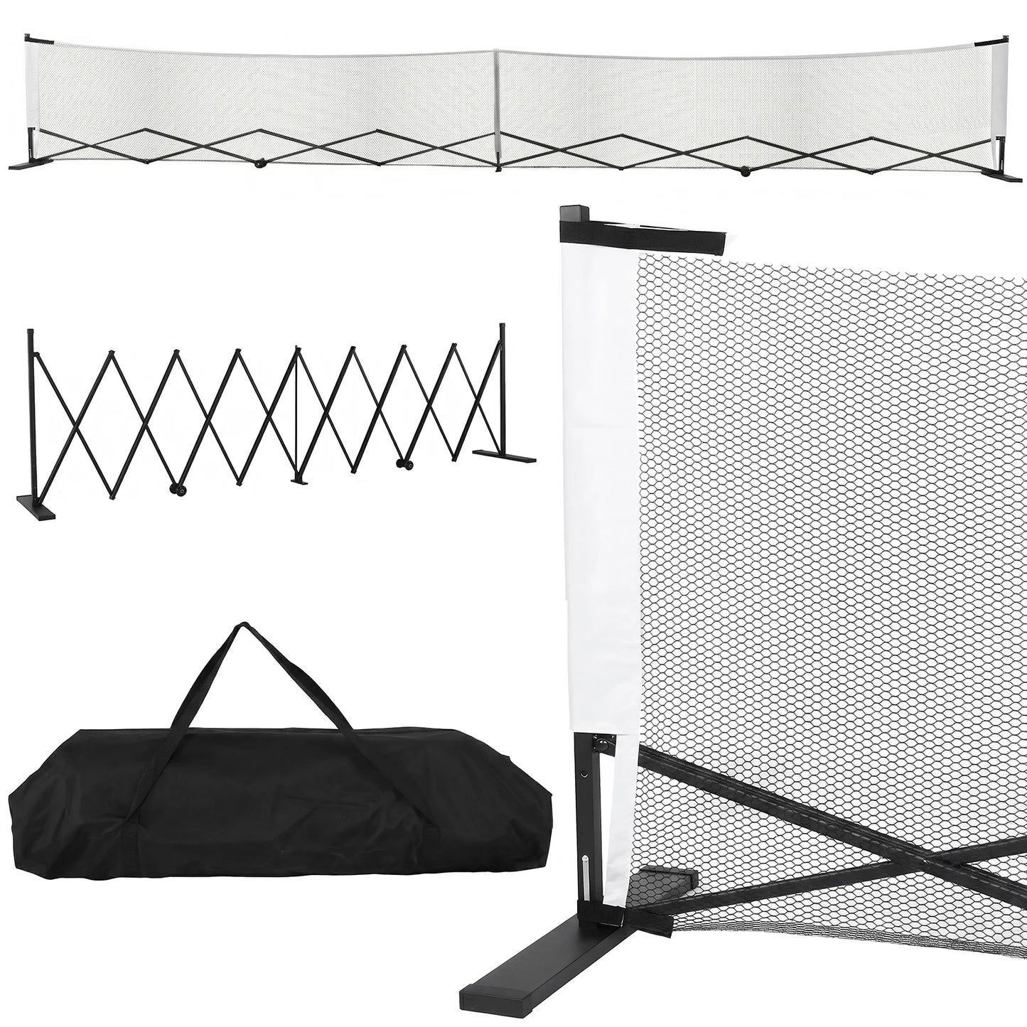 Stable Pickleball Metal Frame with Wheels Pickle Balls Net Set System Aluminum Alloy 22ft for Backyards Driveways & Garages