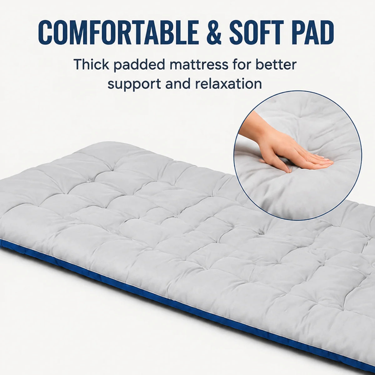 Foldable Cot Bed with Thick Mattress - Portable Camping & Office Nap Bed, Sturdy Steel Frame, Easy Fold & Lightweight for Indoor/Outdoor Use