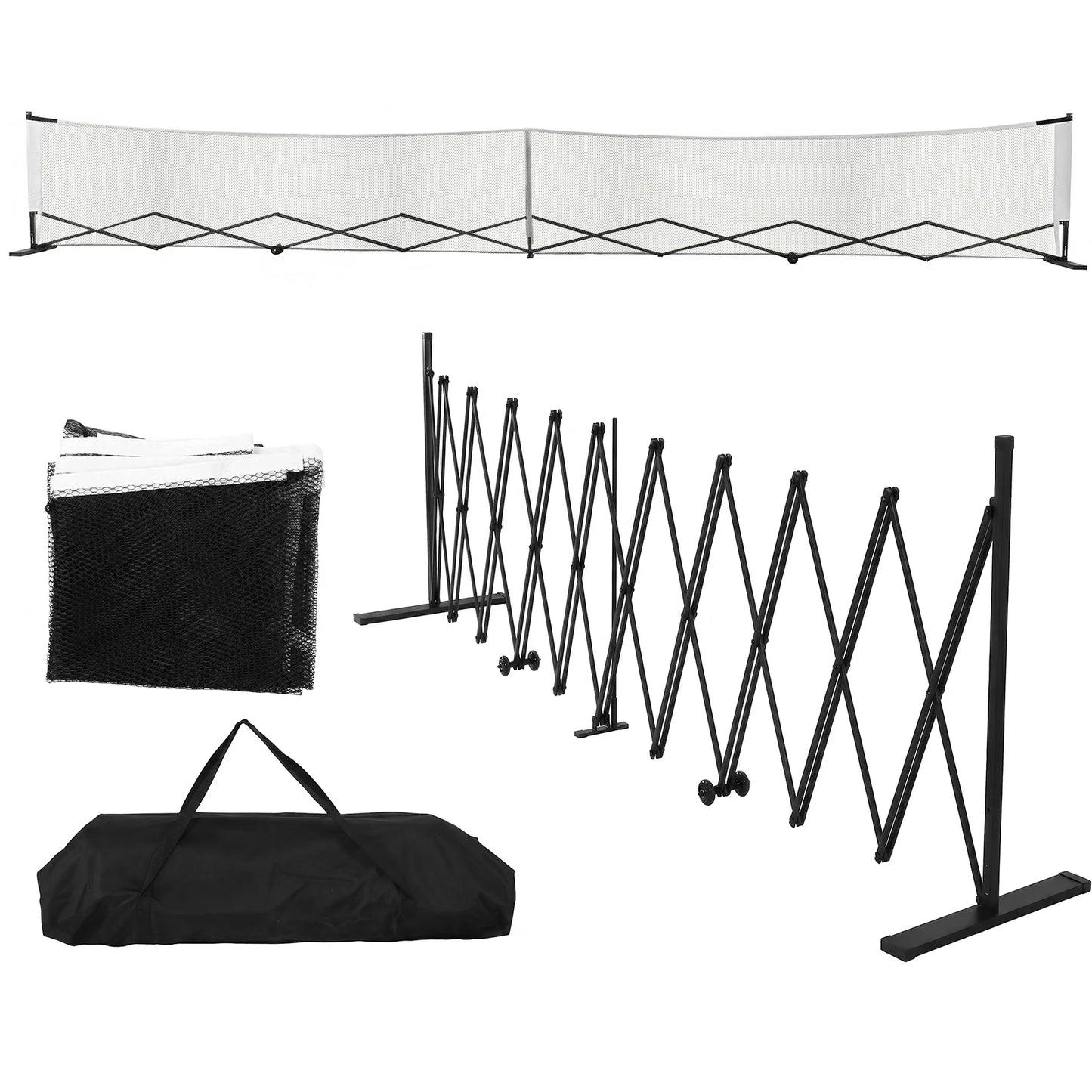 Retractable Pickleball Nets with Wheels Pickle Balls Net Set System Aluminum Alloy 22ft for Backyards Driveways & Garages