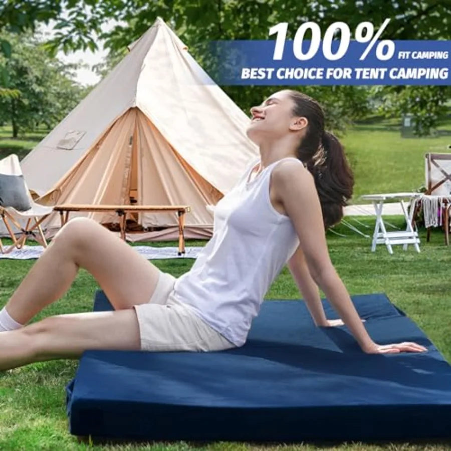 Memory Foam Camping Mattress Pad CertiPUR-US Sleeping Mat Portable Roll Up Mattress for Adults Camping Bed Pads for Sleepover C