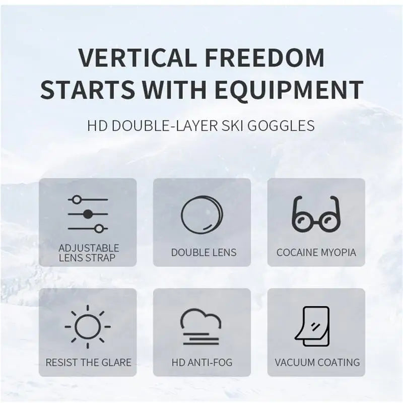 Snowboard Goggles Over Glasses Men Anti-Fog Cold Weather Goggles TPU Frame Anti-Fog Cold Weather Goggles Winter Snow Sports