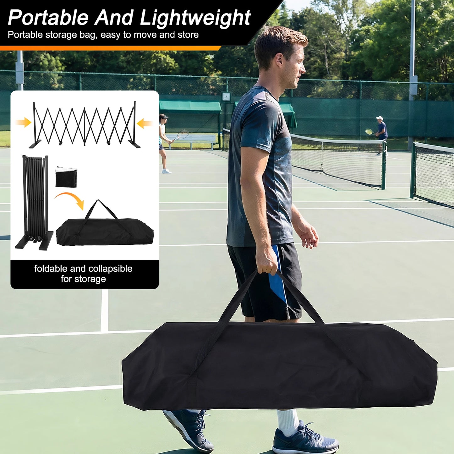 Stable Pickleball Metal Frame with Wheels Pickle Balls Net Set System Aluminum Alloy 22ft for Backyards Driveways & Garages