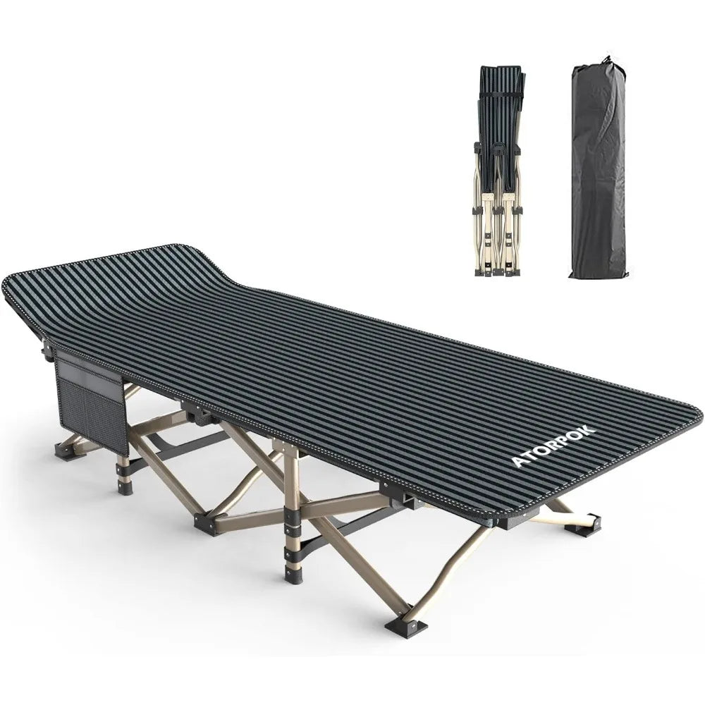 Comfortable Adult Camping Cot Lightweight Folding Bed with Carry Bag Supports 450 lbs